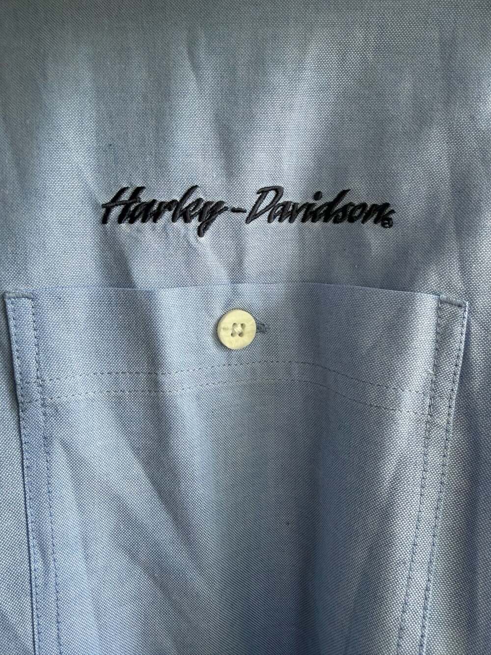 Harley-Davidson Men's Light Blue Long Sleeve Button-Down Oxford Shirt (Size 3XL) - Picture 3 of 7